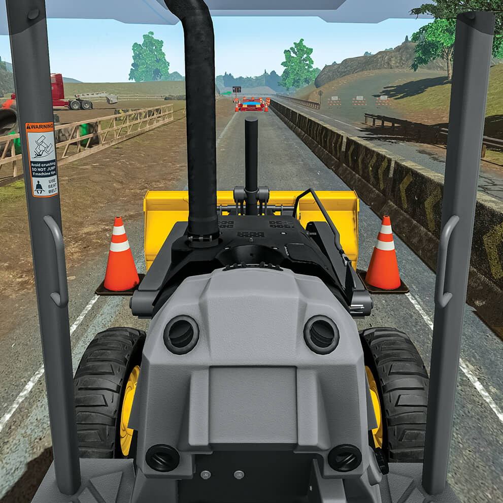 Captura de pantalla del simulador de retroexcavadora