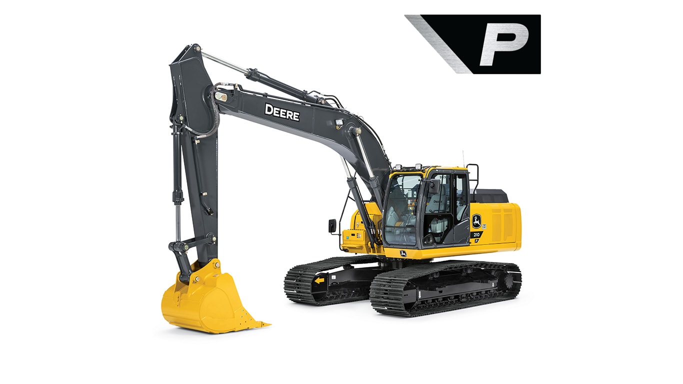 Excavadora 210 P-Tier sobre fondo blanco