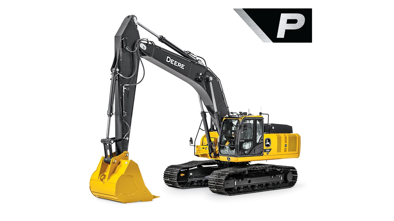 Excavadora 350 P-Tier sobre fondo blanco