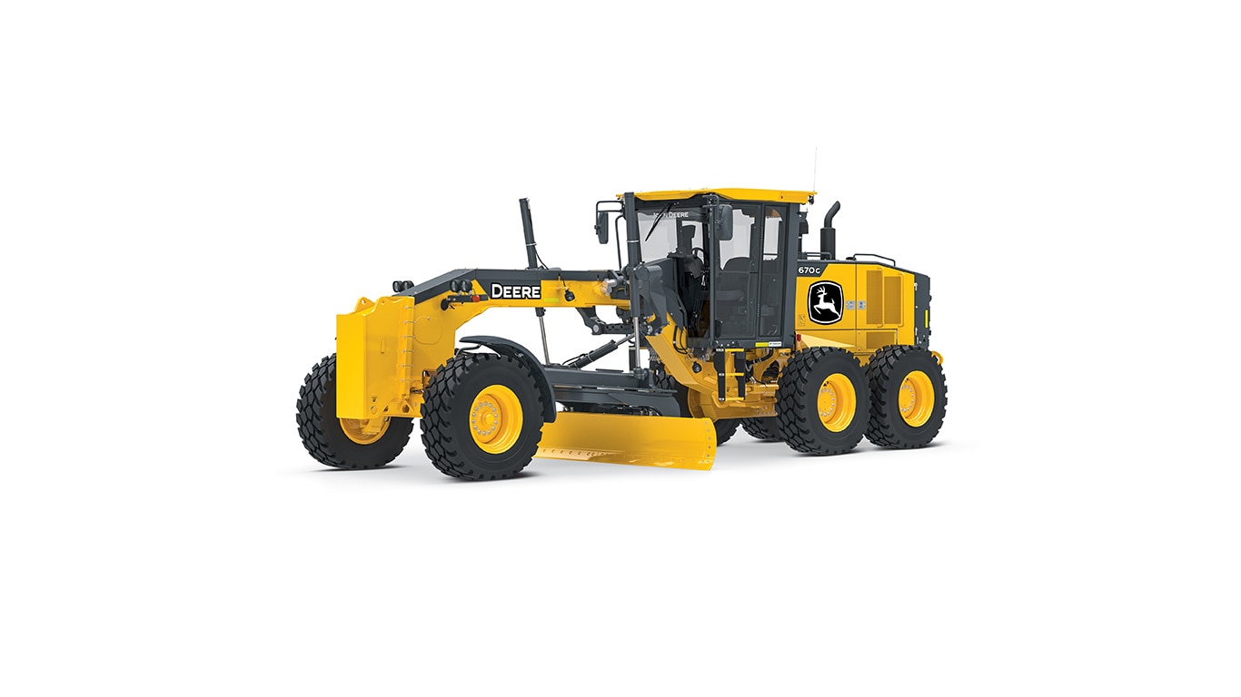 670g motor grader on white background