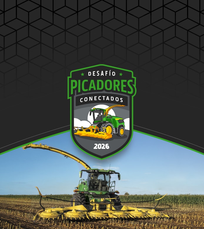 Fondo gris y negro con tramas blancas con el escudo del Desafío Picadores Conectados y una foto de un picador en el campo.