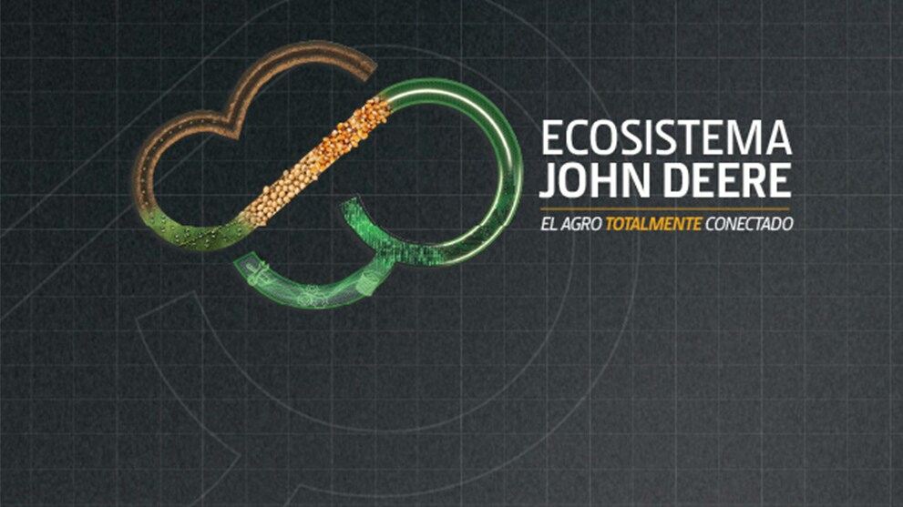 Isologo de Expoagro 2023 John Deere en fondo gris oscuro.