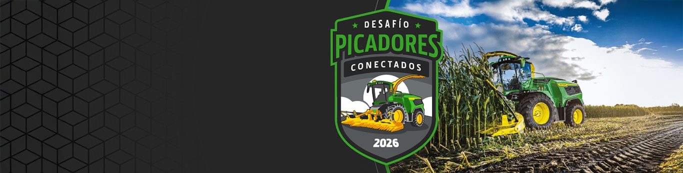 Fondo gris y negro con tramas blancas con el escudo del Desafío Picadores Conectados y una foto de un picador en el campo.