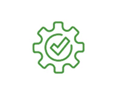 Fondo blanco con ícono de engranaje.