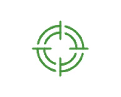 Fondo blanco con un ícono de mira.