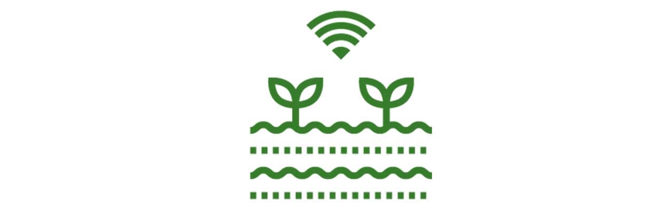 Ícono que representa cultivo y tecnología.